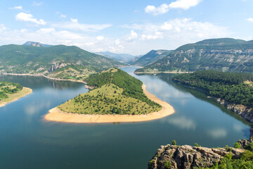 Arda River meander and Kardzhali Reservoir, Bulgaria - obrazy, fototapety, plakaty