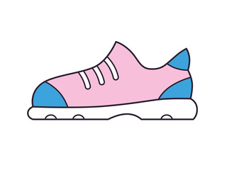 Pink blue fashionable sport shoe sneaker isolated cartoon vector