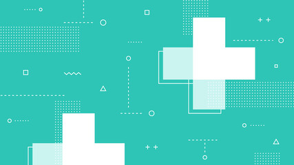 Fototapeta premium Modern Abstract Background with Retro Memphis Elements and Pastel Green White Color