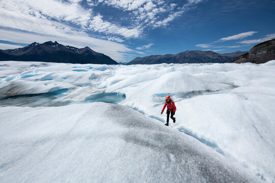 A hiker wanders around the massive landscape of the Perito Moren