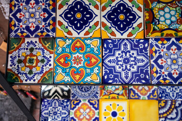 mexican traditional colorful talavera ceramic wall tiles