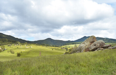 Giant stones in the middle of a valley