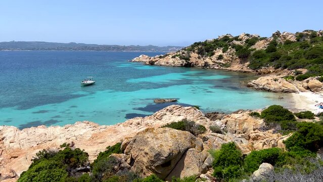 Panoramic view of Cala Napoletana on the island of Caprera, located in the La Maddalena archipelago national park, Olbia-Tempio -Sardinia