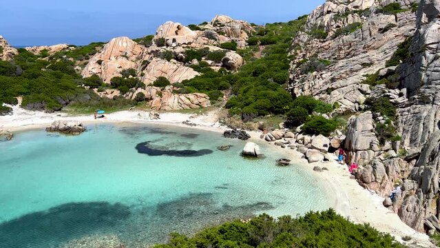Panoramic view of Cala Napoletana on the island of Caprera, located in the La Maddalena archipelago national park, Olbia-Tempio -Sardinia