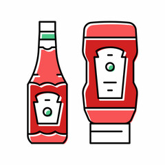 ketchup sauce bottle color icon vector illustration