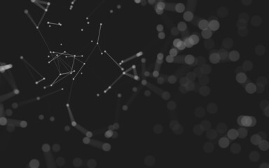 Abstract background. Molecules technology with polygonal shapes, connecting dots and lines. Connection structure. Big data visualization.