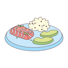 Isolated healthy food Vegeteables, fruits and protein Vector illustration