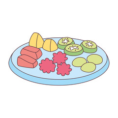 Isolated healthy food Vegeteables, fruits and protein Vector illustration