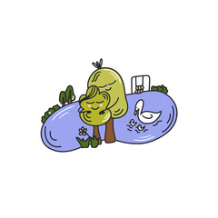 hugging trees, doodle in love