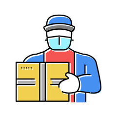 courier contactless color icon vector illustration