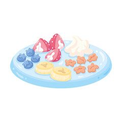 Isolated healthy food Vegeteables, fruits and protein Vector illustration