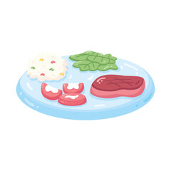 Isolated healthy food Vegeteables, fruits and protein Vector illustration