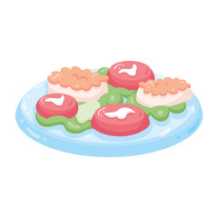 Isolated healthy food Vegeteables, fruits and protein Vector illustration