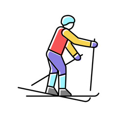 Fototapeta na wymiar skiing extreme winter sport color icon vector illustration