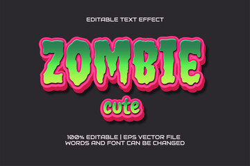 editable text effect, cute zombie style