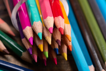closeup color pencil, back to school concept
