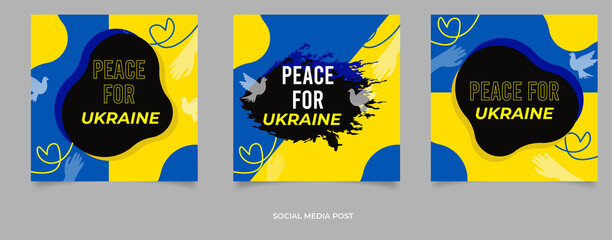 Obraz premium Peace for ukraine social media post template