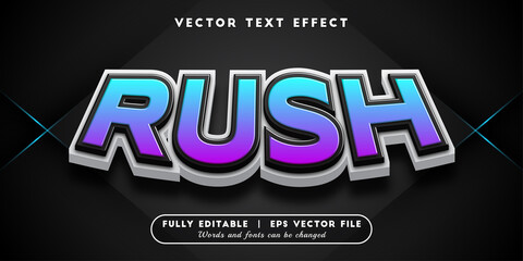 Text effects 3d rush, editable text style