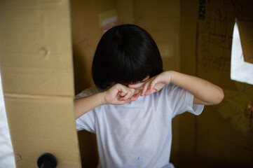 Children crying, little girl feeling sad, kid unhappy
