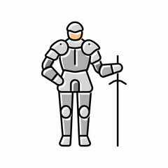 warrior knight color icon vector illustration