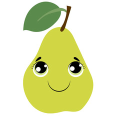  pear with kawaii emotions. Flat design vector illustration
