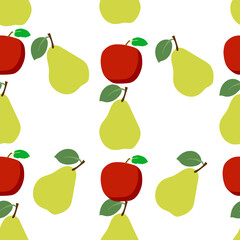 Seamless pear  and apple Vector Pattern Fruit Background