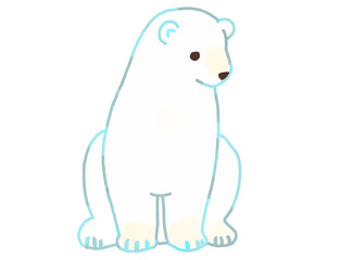 かわいい座るシロクマのイラスト