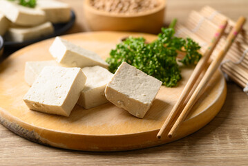 Sliced tofu, Vegan food ingredients in Asian cuisine, Plant based