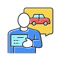 getting drivers license color icon vector illustration