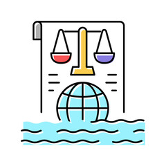 ocean and law of sea social problem color icon vector illustration