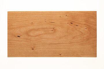 Wooden board isolated on white.Cherry wood texture. Cherry wood pallet.	