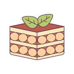 Isolated slice of chocolate cake Vector illustration