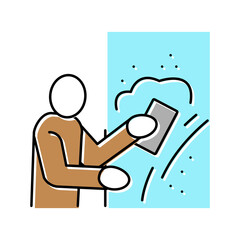 plasterer working color icon vector illustration