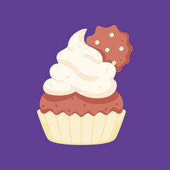 Isolated decorated cupcake Dessert icon Vector illustration