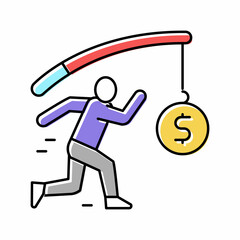 employee running for money color icon vector illustration