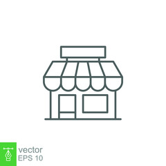 Store icon. Simple outline style. Online shop concept. Thin line vector illustration isolated. EPS 10.