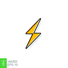 Thunder and bolt lighting flash icon. Flat style on white background. Vector illustration isolated. EPS 10.
