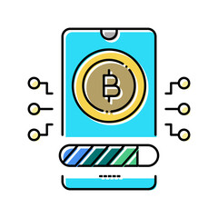 payment cryptocurrency phone app color icon vector illustration