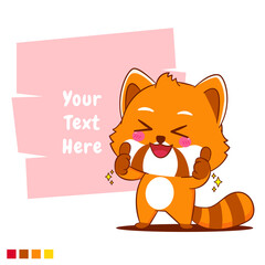 Cute red panda showing thumbs up with bubble text cartoon character