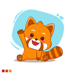 Cute red panda cartoon character © hangoluan