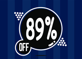 89% off. Dark banner with 89 percent discount on a black balloon for mega big sales.