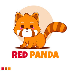 Cute red panda cartoon character