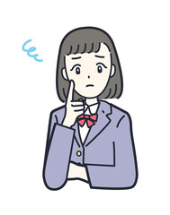 首を傾げて困った表情の女子学生のイラスト素材