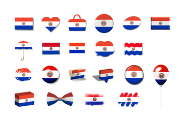 パラグアイ　国旗イラスト21種