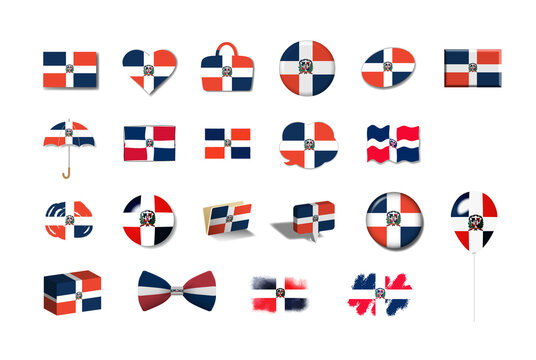 ドミニカ共和国　国旗イラスト21種