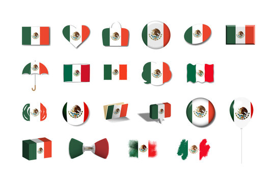 メキシコ　国旗イラスト21種