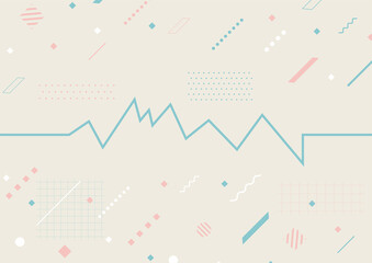 可愛らしい配色の波形幾何学背景