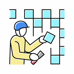 tiler worker color icon vector illustration