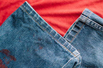 Fototapeta premium worn out jean close up