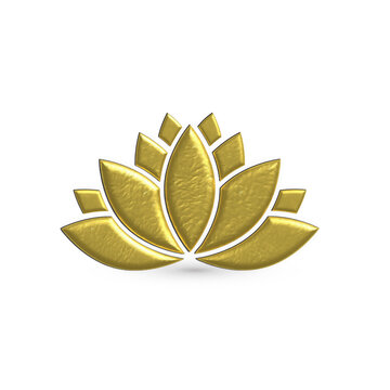 Golden lotus flower 3D logo icon image yoga massage wellness symbol graphic design illustration template